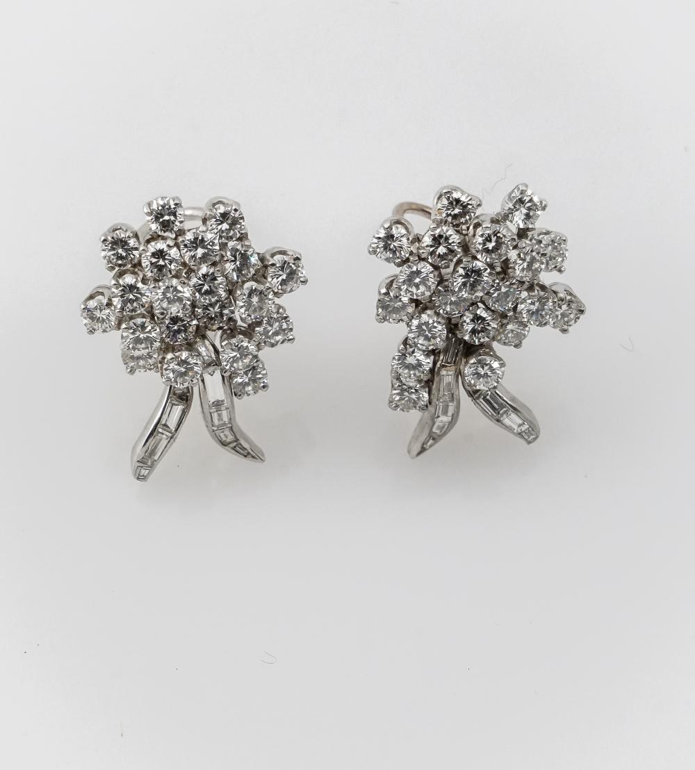 PAIR OF PLATINUM, 14-KARAT WHITE-GOLD