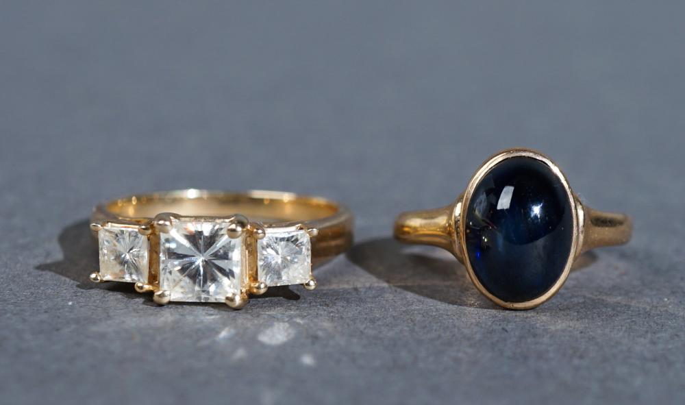 TWO 14-KARAT YELLOW-GOLD AND STONE