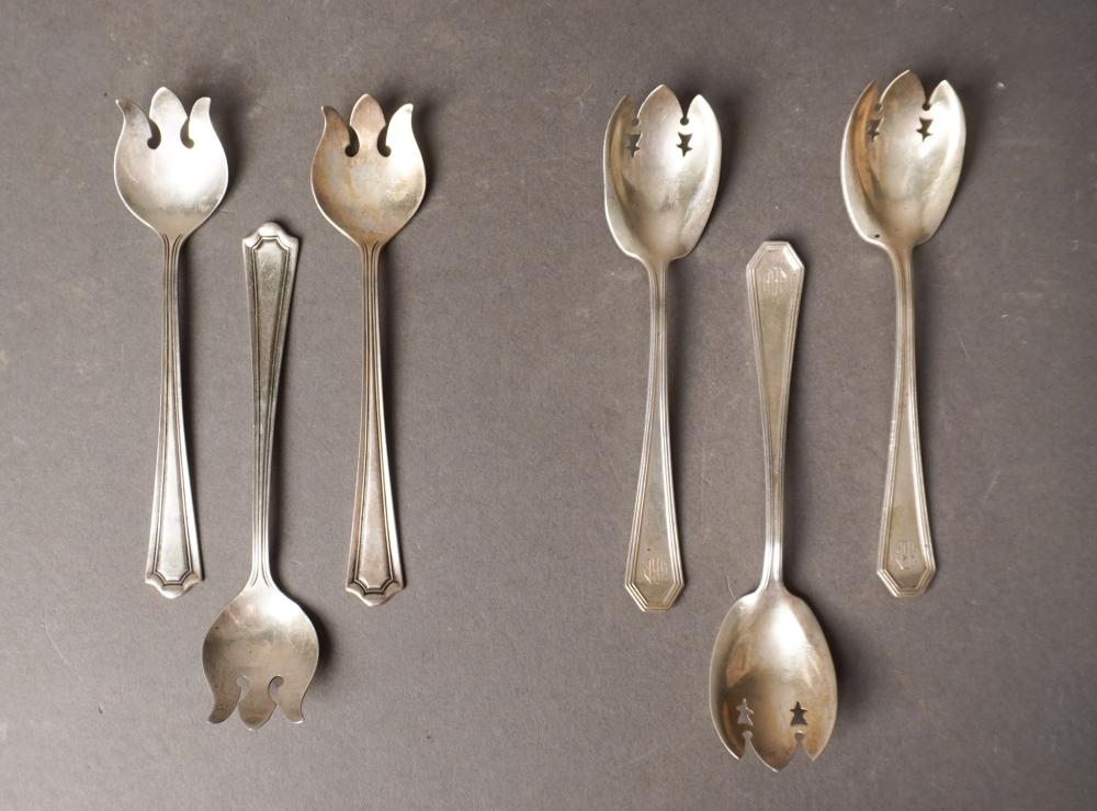 SIX STERLING SILVER ICE CREAM FORKS,