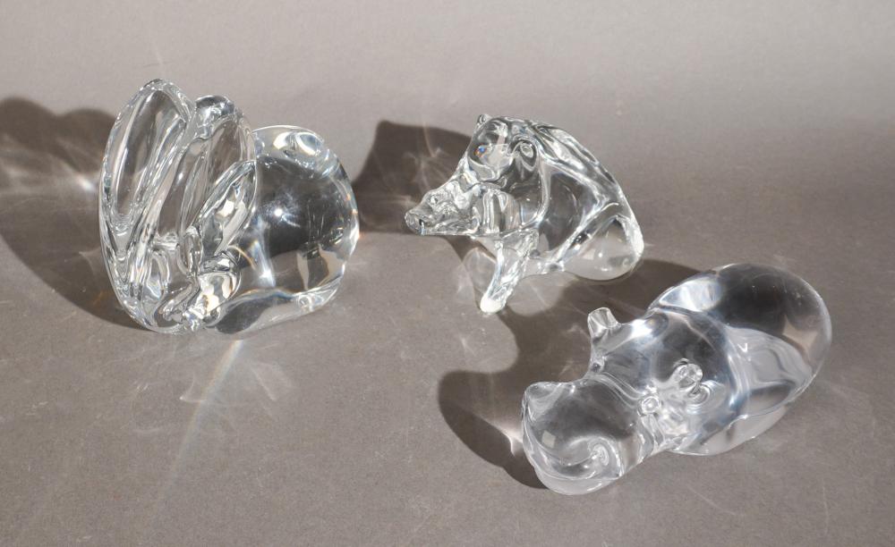 GROUP OF THREE CRYSTAL ANIMAL FIGURINES