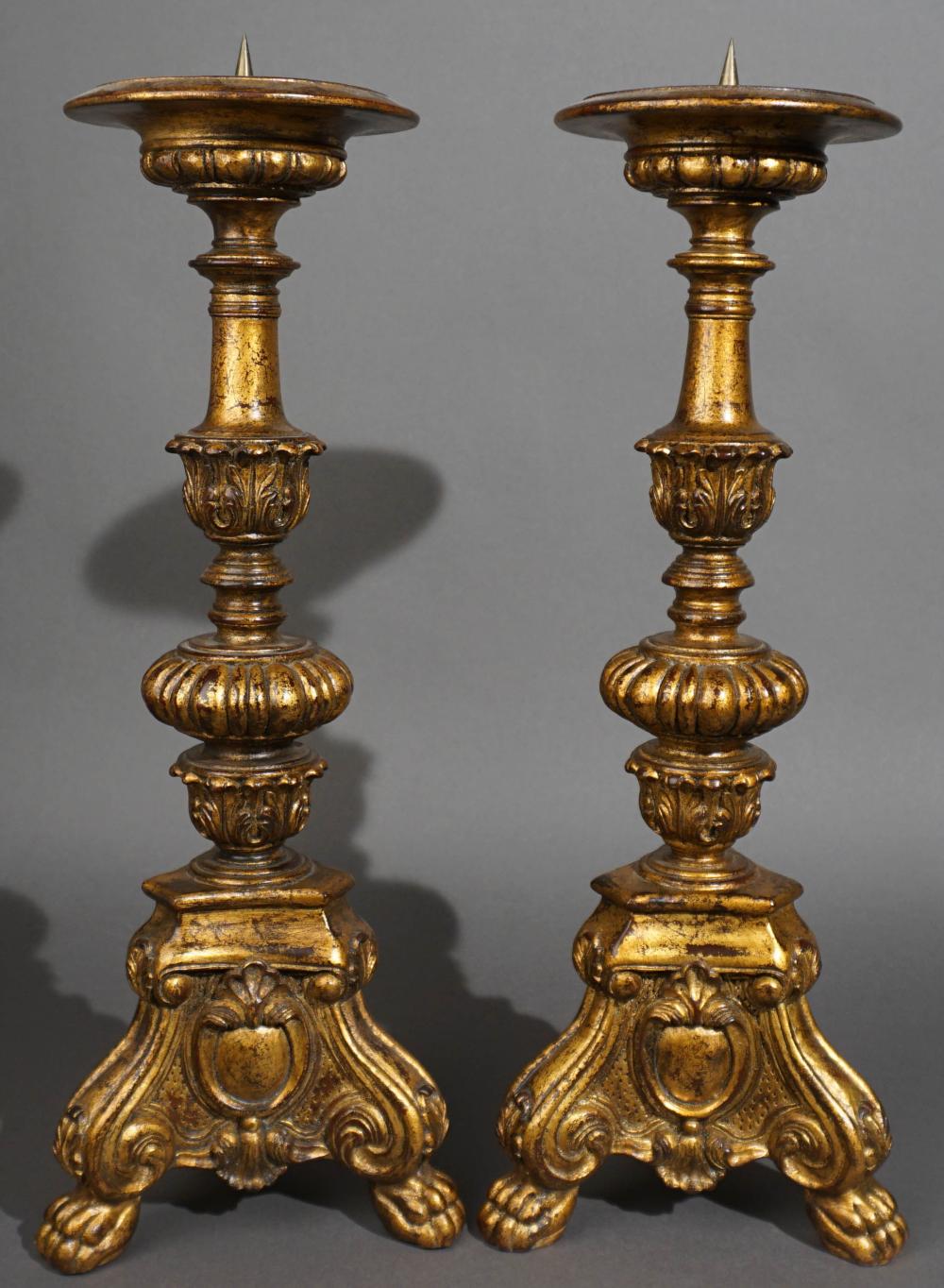 PAIR BAROQUE STYLE GILT WOOD CANDLESTANDS  309e19