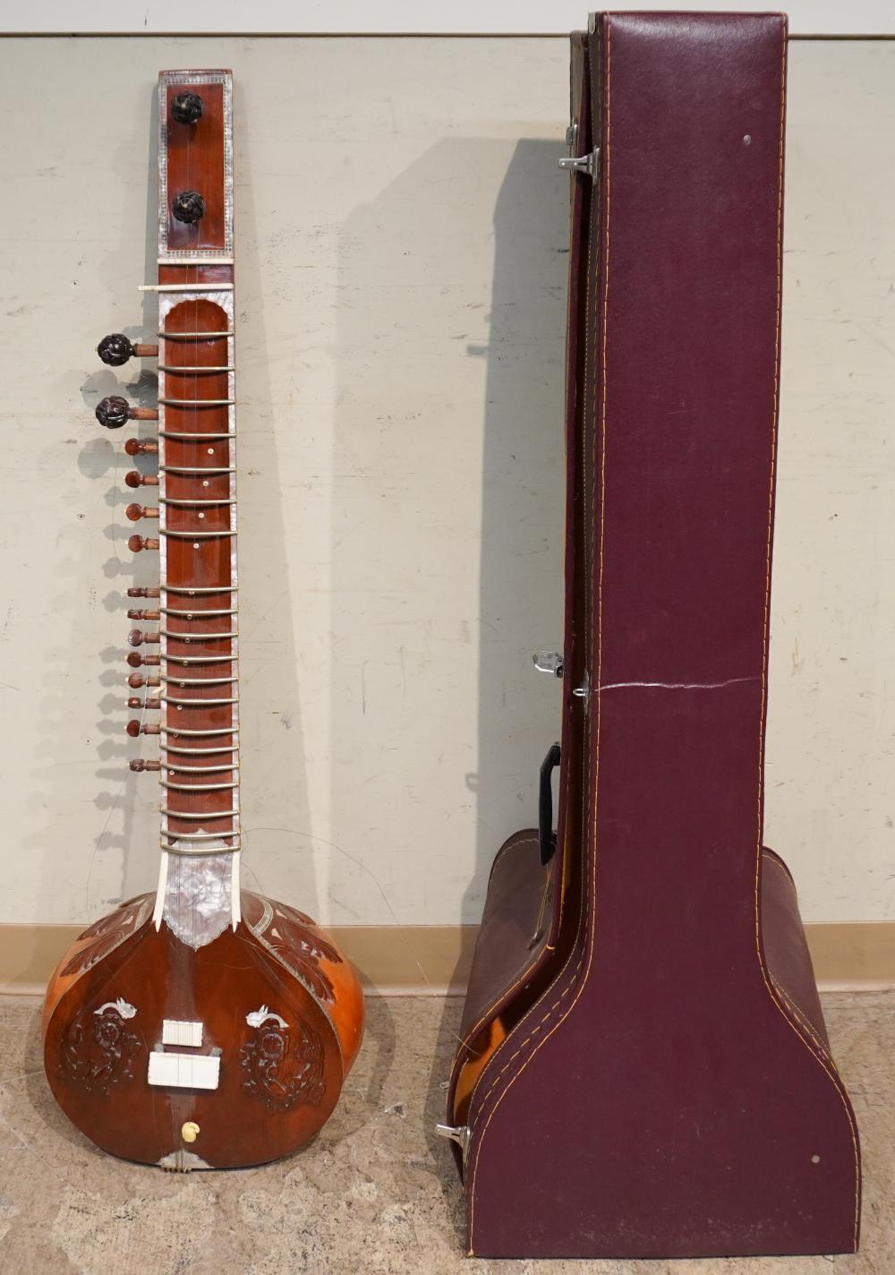 INDIAN MOTHER OF PEARL INLAID SITAR 309e33