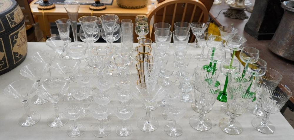 LARGE GROUP OF CRYSTAL AND GLASS STEMMED