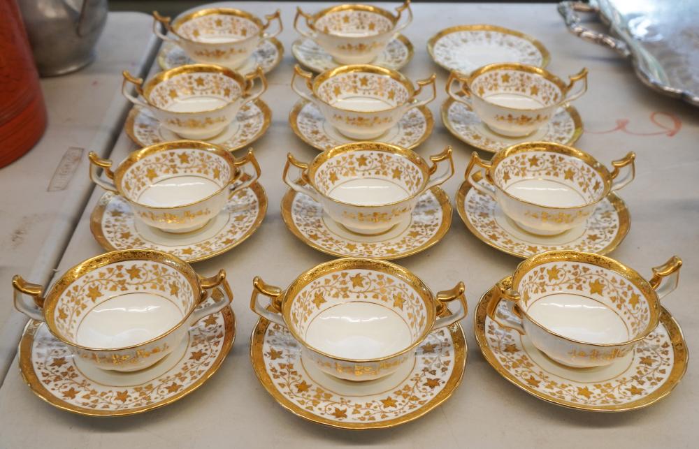 ELEVEN CAULDON GILT DECORATED PORCELAIN 309e59