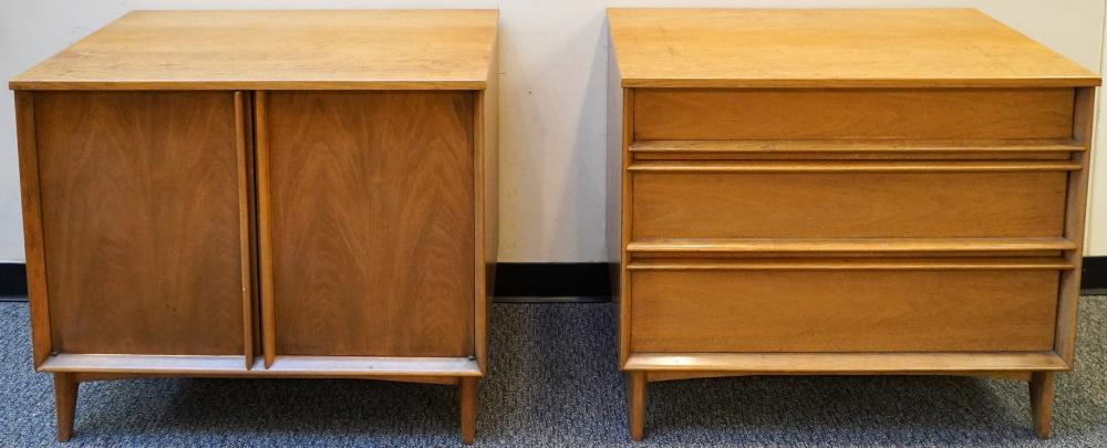 PAIR MODERN WALNUT CHEST/CABINETS