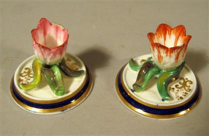 Pair of English tulip chambersticks