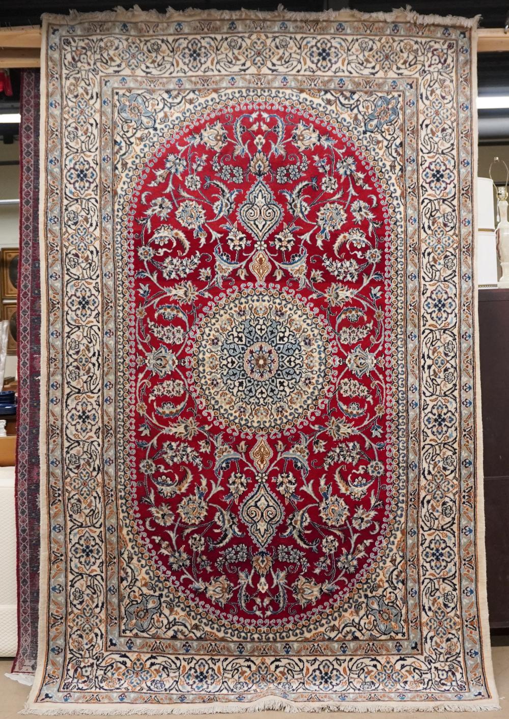 PARTIAL SILK ISPHAHAN RUG 10 FT 309ebb