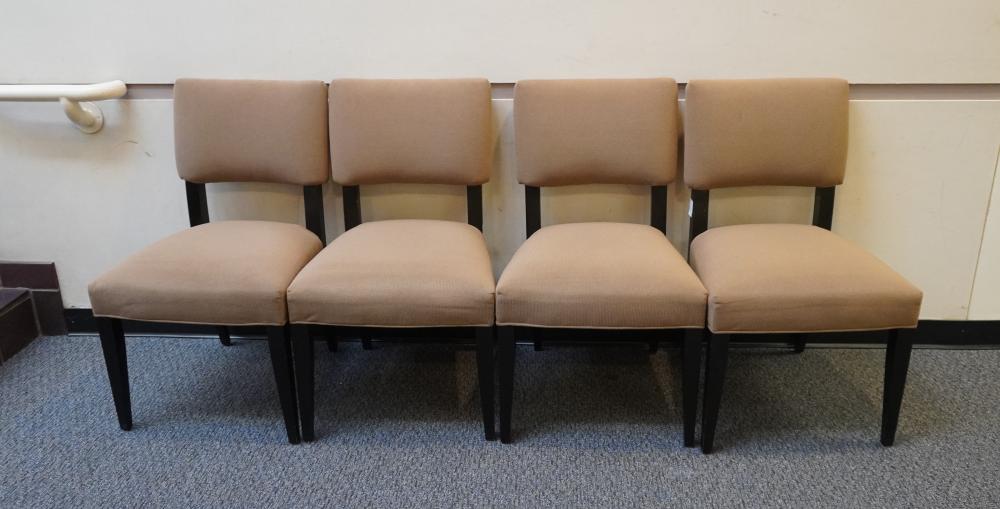 SET OF FOUR MOCHA UPHOLSTERED SIDE