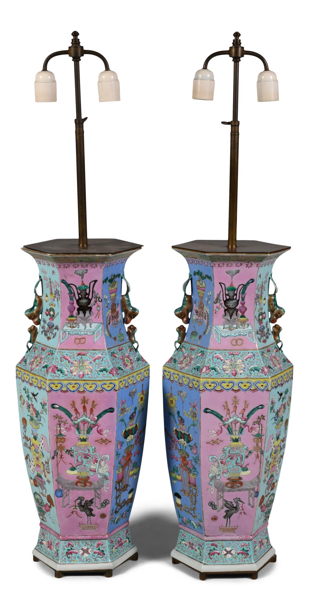 PAIR OF CHINESE FAMILLE ROSE VASES