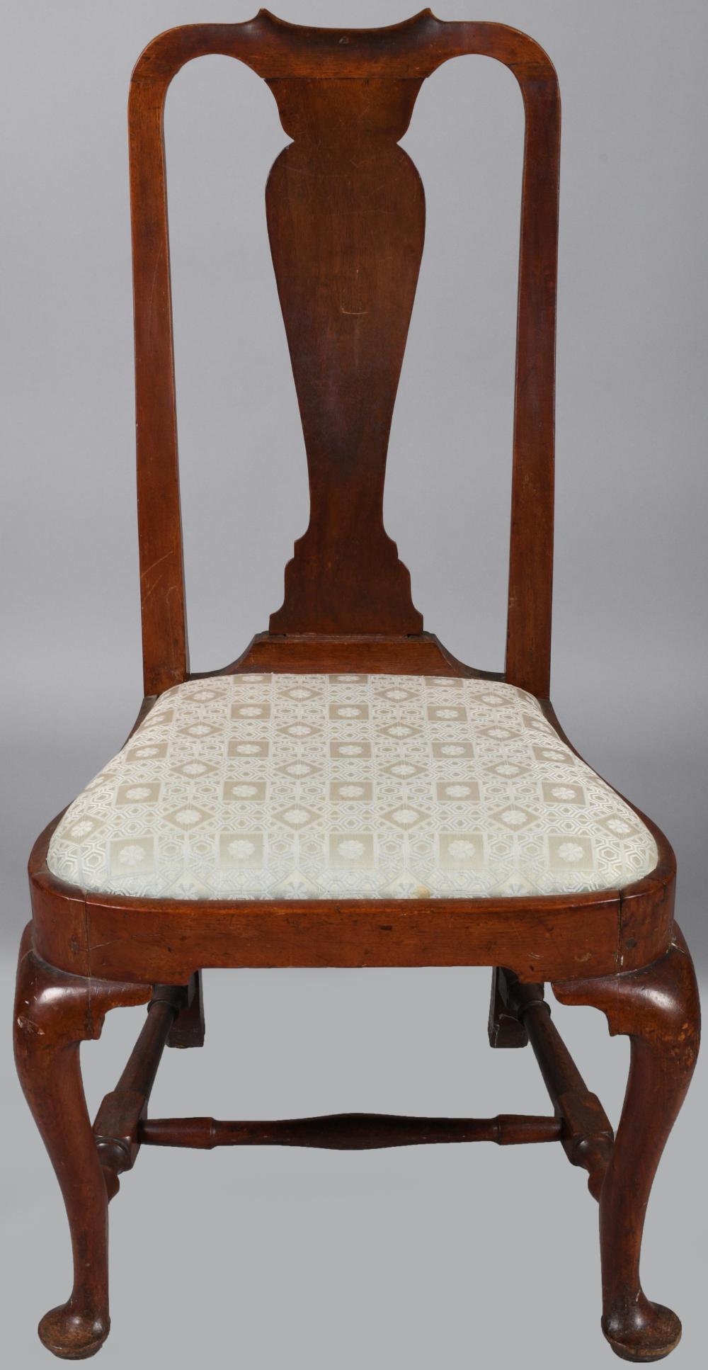 QUEEN ANNE WALNUT SIDE CHAIR, BOSTON,