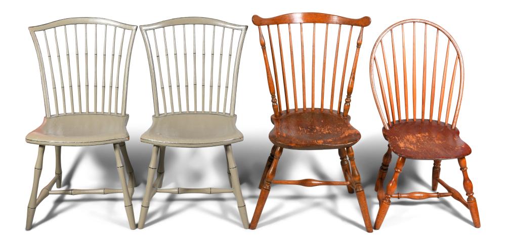 FOUR PAINTED WINDSOR SIDE CHAIRS