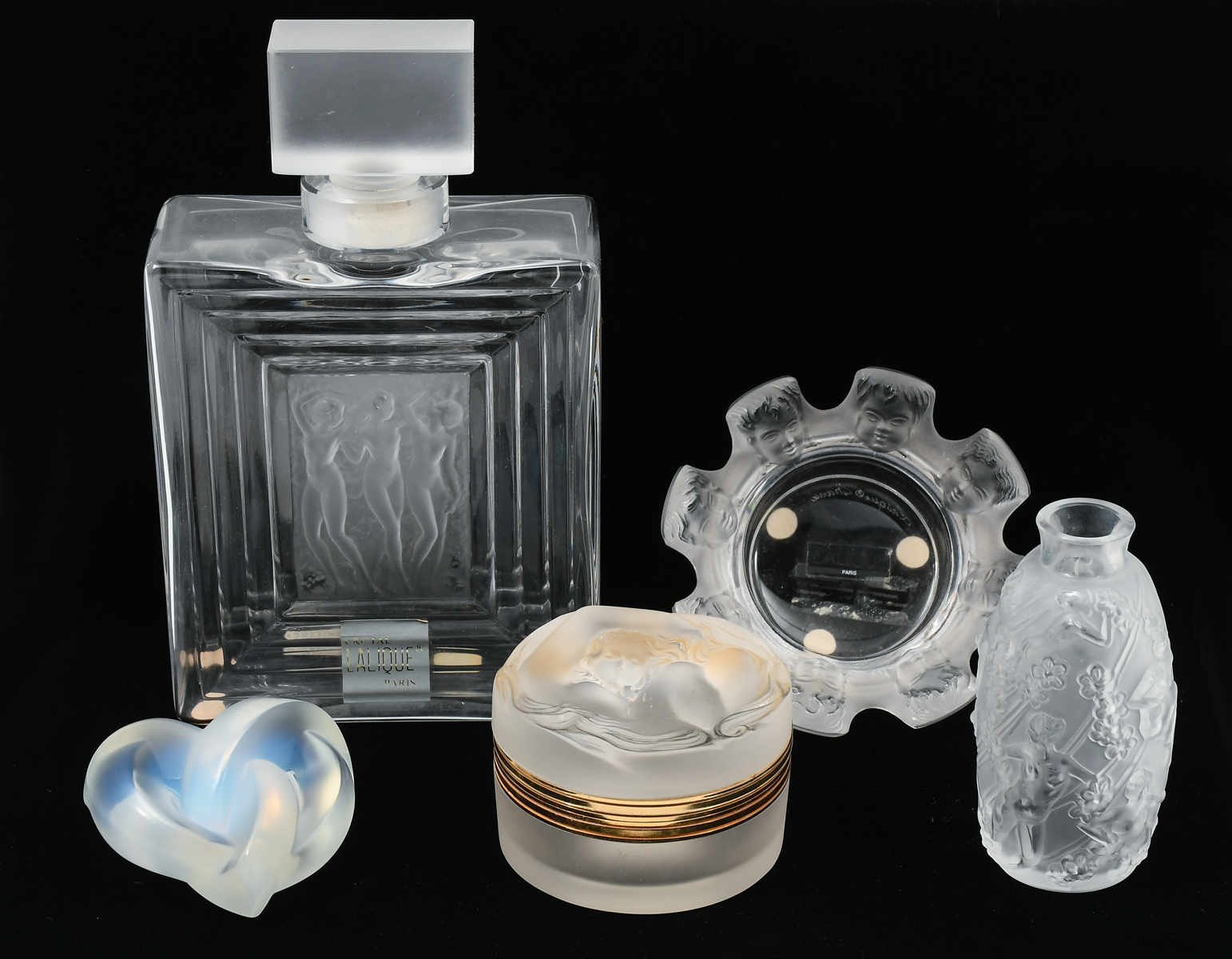 5 PC LALIQUE CRYSTAL COLLECTION  30a003