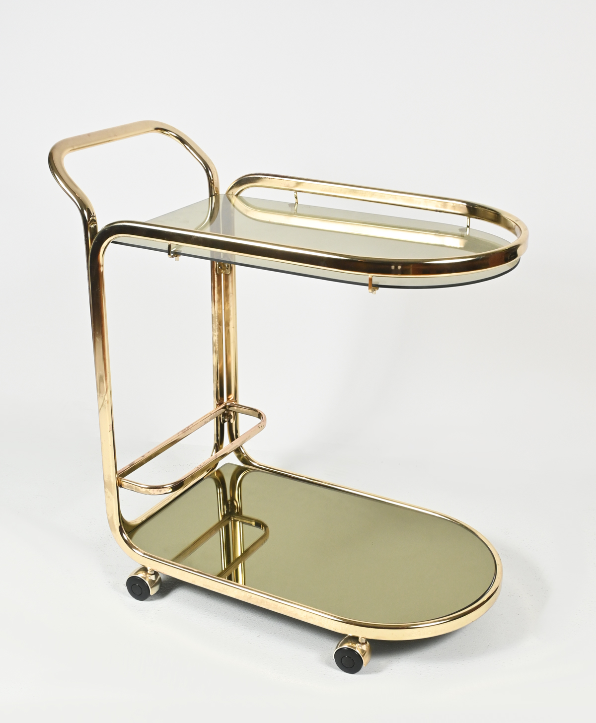 BRASS HOLLYWOOD REGENCEY BAR CART: