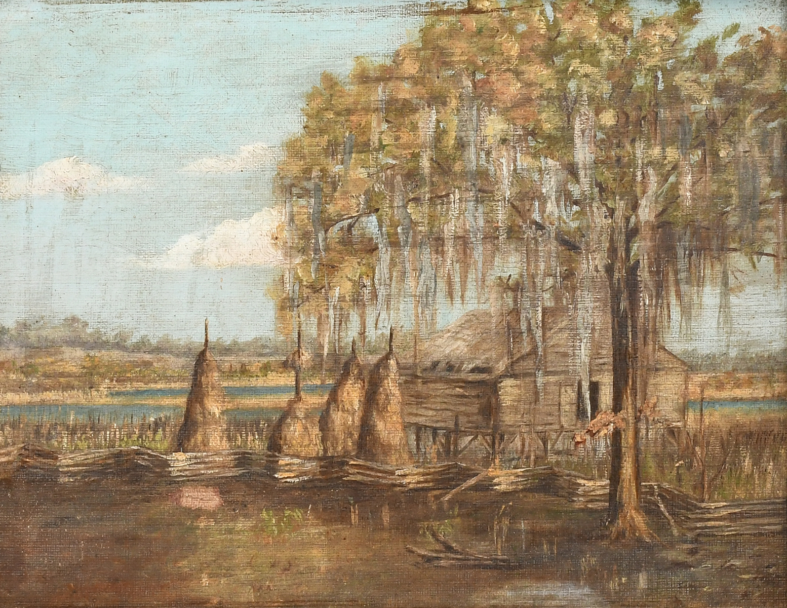 EARLY SOUTHERN PAINTING CABIN ON 30a096