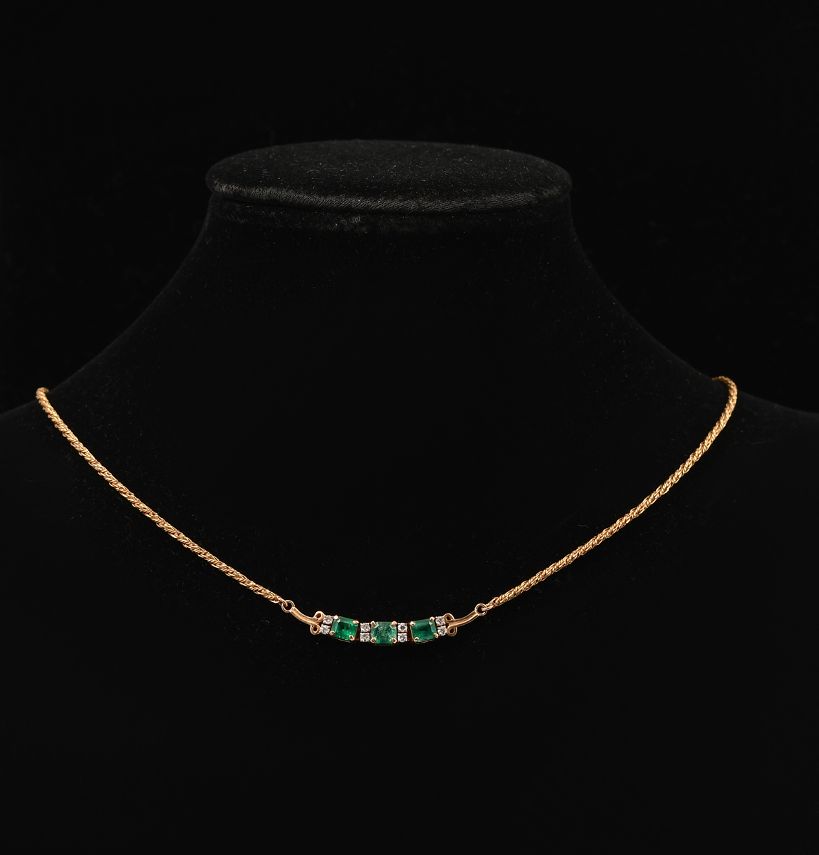14K YELLOW GOLD EMERALD AND DIAMOND 30a0a1