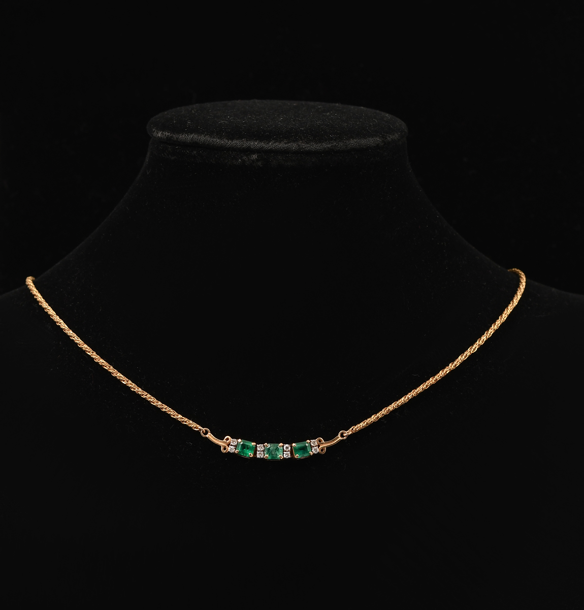 14K YELLOW GOLD, EMERALD, AND DIAMOND