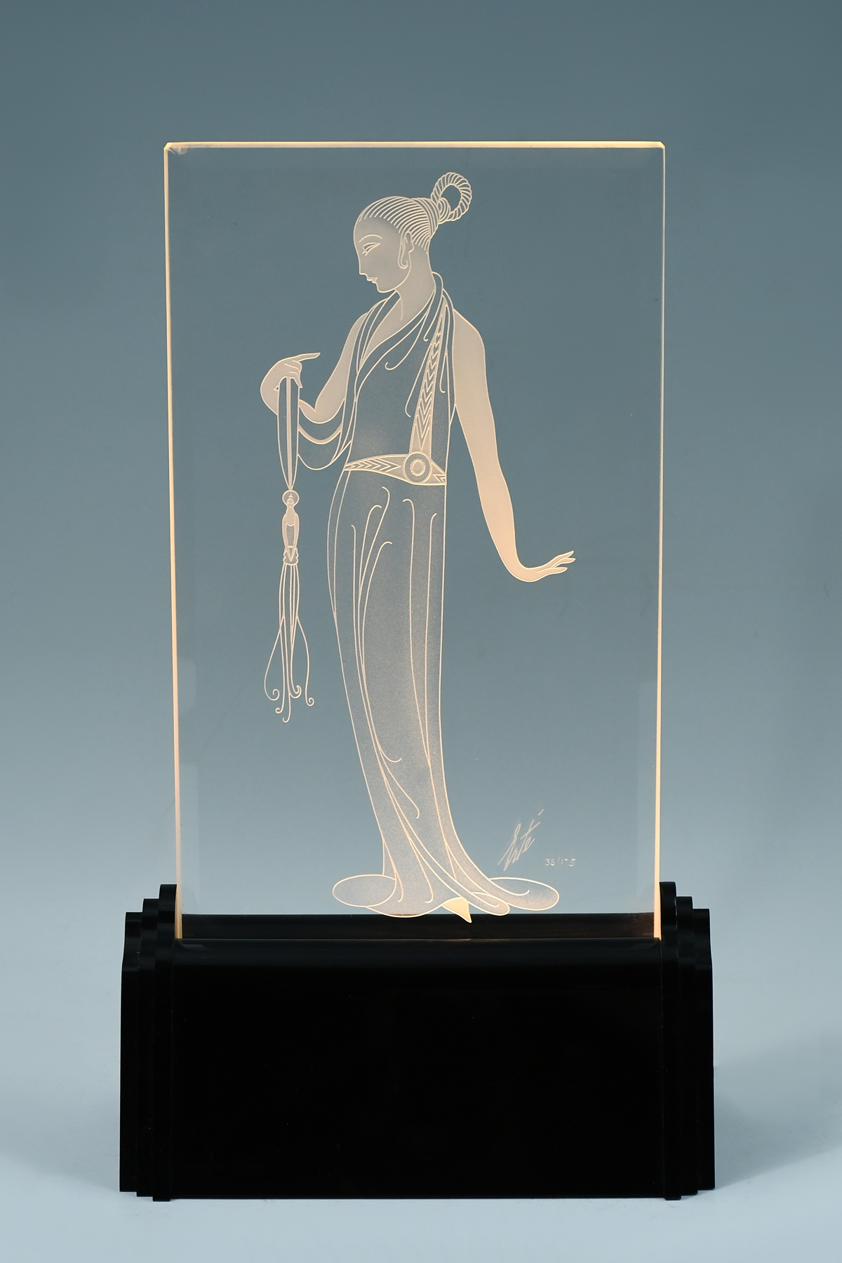 ERTE ART DECO LUMINAIRE Etched 30a119