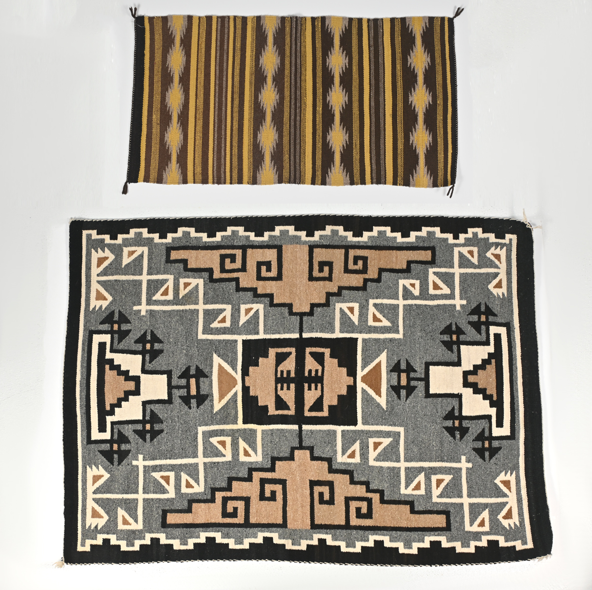 2 NAVAJO INDIAN RUGS: Two woven