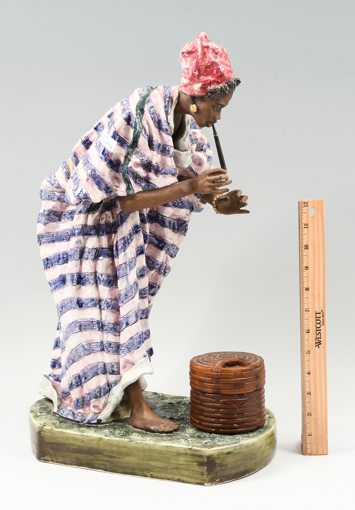 LARGE CERAMIC SNAKE CHARMER SCULPTURE  30a159