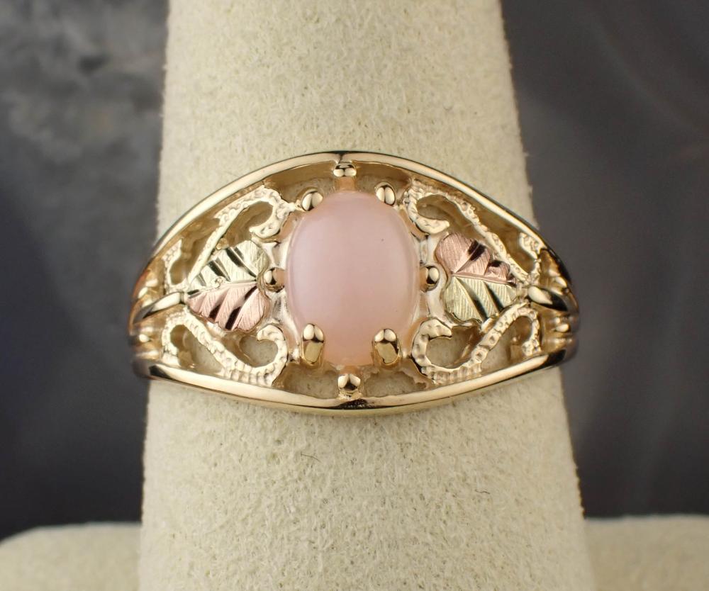 PINK CORAL BLACK HILLS GOLD RING 30a24a