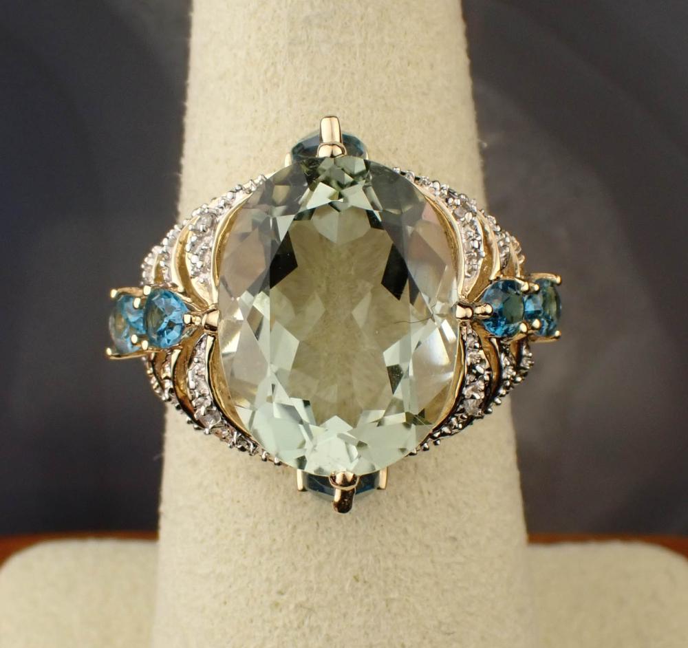 PRASIOLITE BLUE TOPAZ AND DIAMOND 30a269