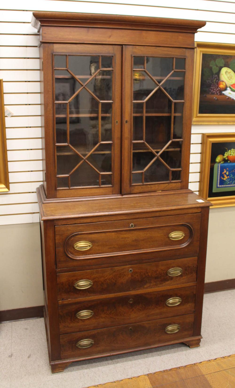 FEDERAL MAHOGANY BOOKCASE ON SECRETARY