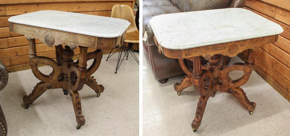 TWO RECTANGULAR VICTORIAN MARBLE-TOP