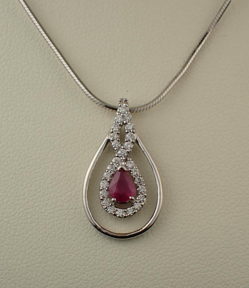 RUBY AND DIAMOND PENDANT NECKLACERUBY 30a2c6