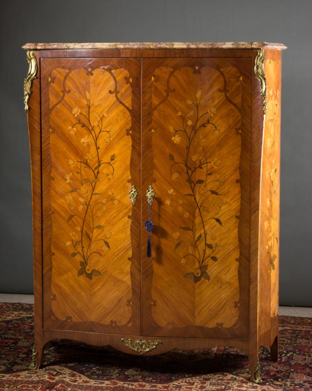 LOUIS XV STYLE MARBLE-TOP MARQUETRY