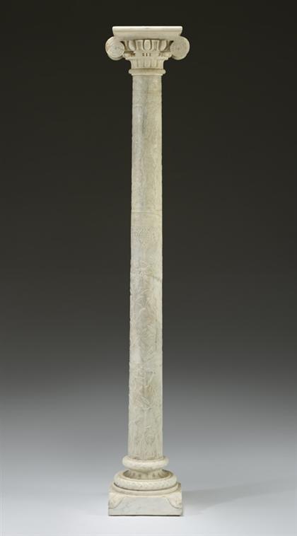 Carved white marble column    late