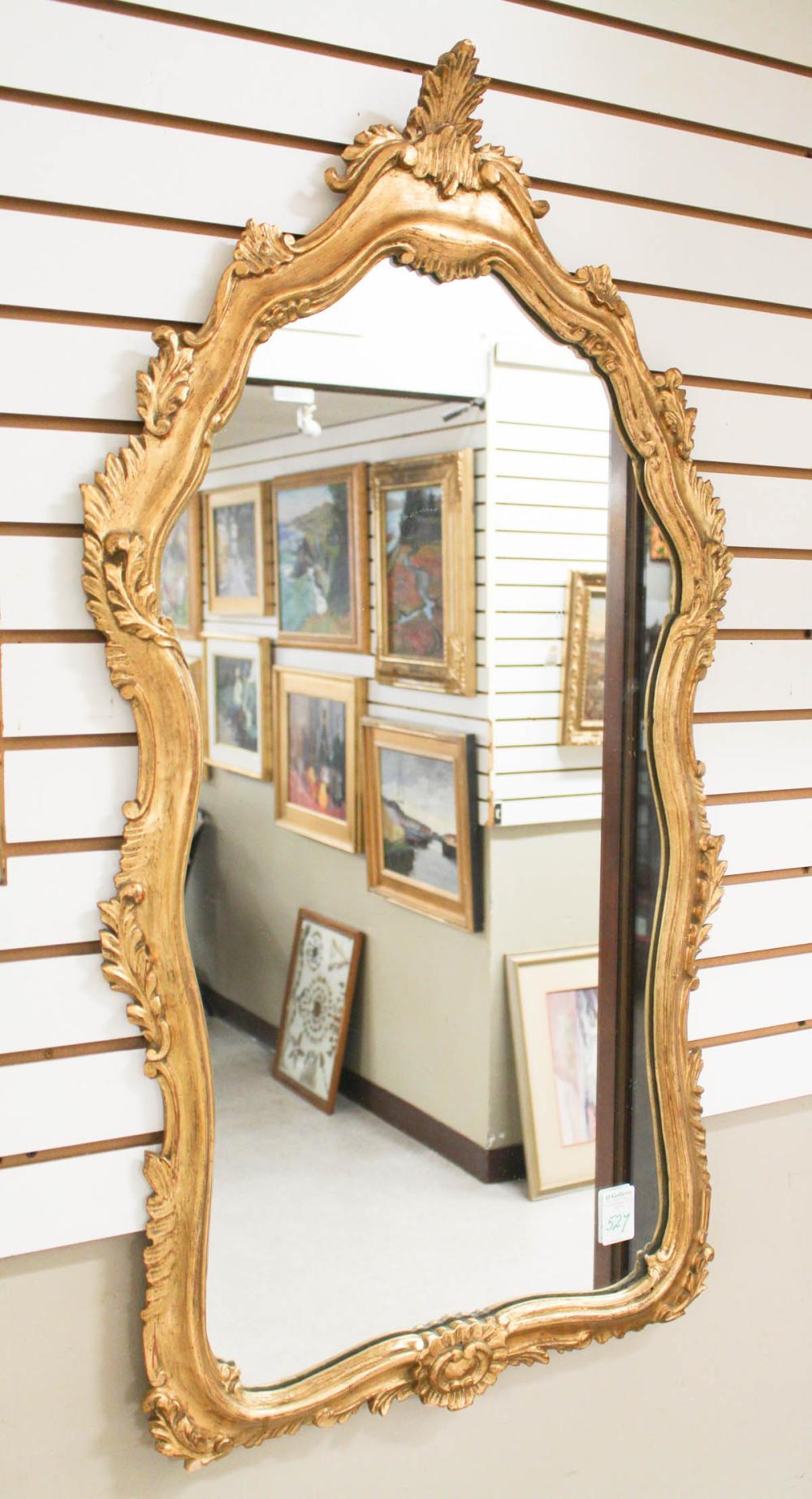 CARVED GILTWOOD FRAMED WALL MIRRORCARVED 30a376