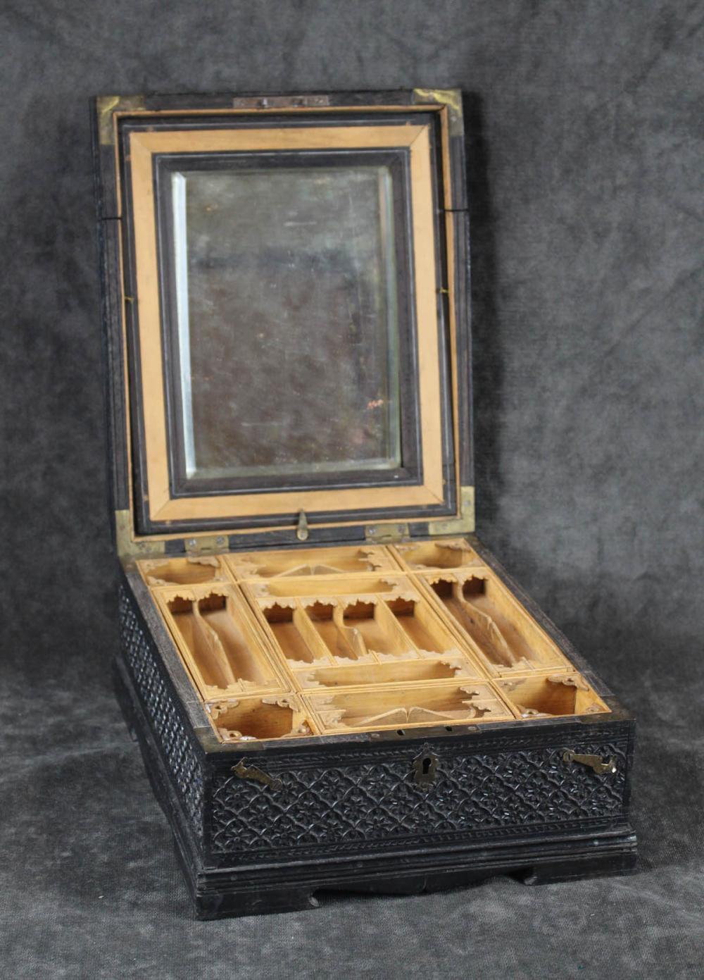 CARVED AND EBONIZED JEWELRY BOXCARVED 30a379