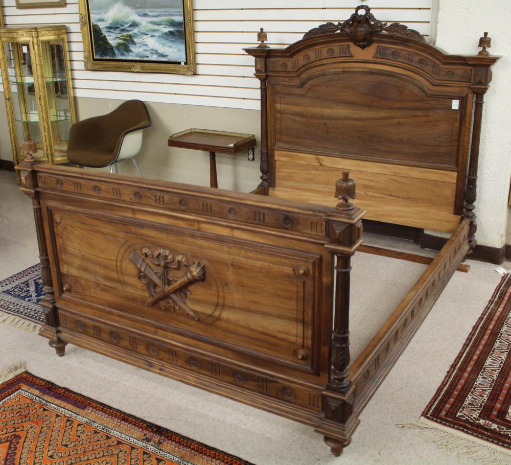 LOUIS XVI STYE WALNUT BED WITH 30a394