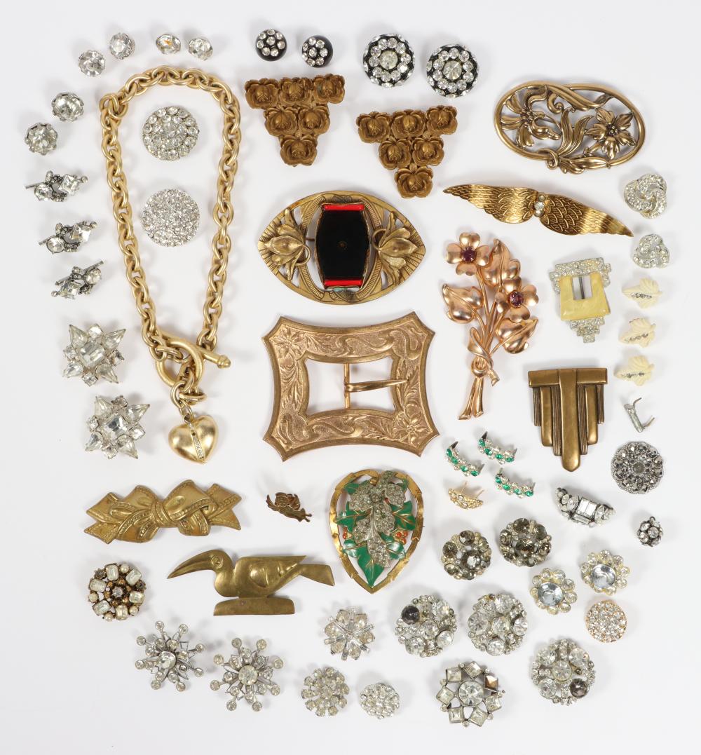 VINTAGE COSTUME JEWELRY, BUTTONS, AND