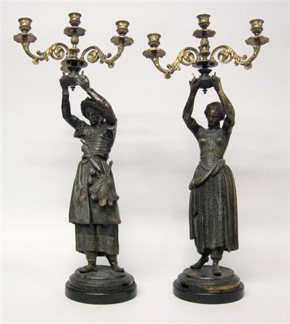 Pair of French patinated and gilt