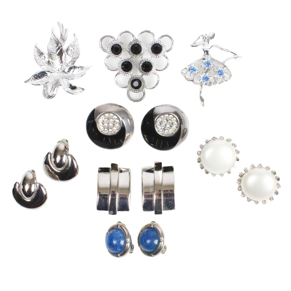 SILVER TONE RHINESTONE AND JEWEL 8PC