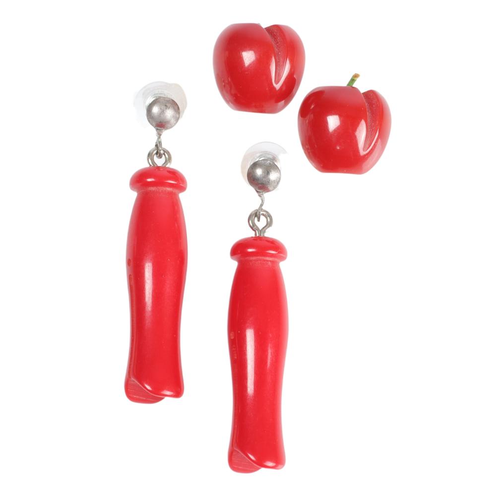 TWO PAIRS RED FIGURAL RED BAKELITE 30a51c