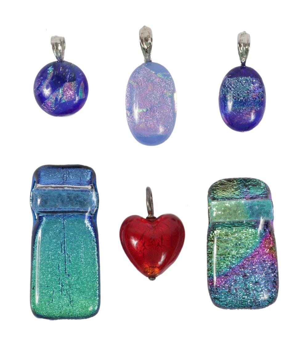 6PC GROUP OF DICHROIC ART GLASS