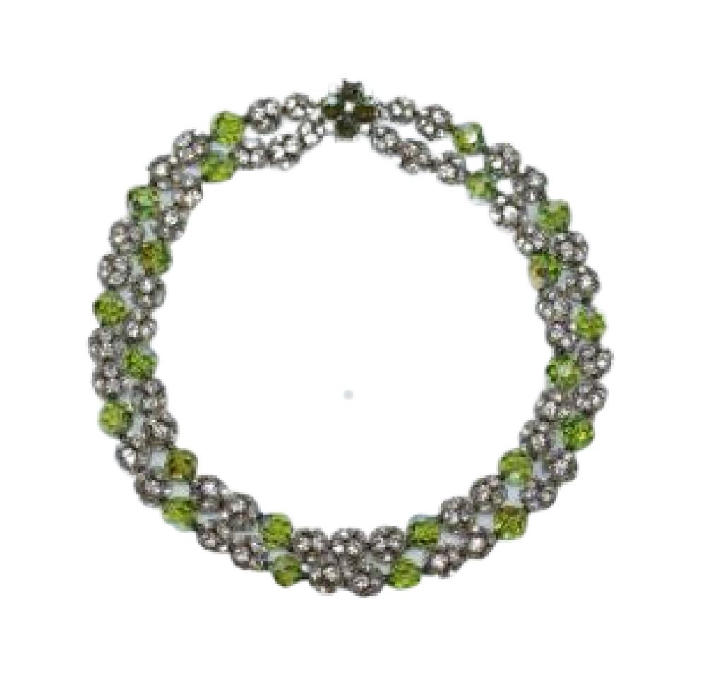 DOUBLE STRAND OLIVE GREEN FACETED 30a5a7