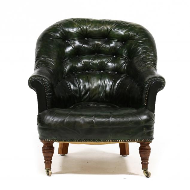 VINTAGE ENGLISH TUFTED LEATHER 30a695