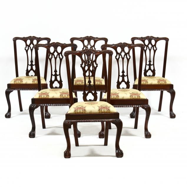 SIX CHIPPENDALE STYLE CARVED MAHOGANY 30a6aa