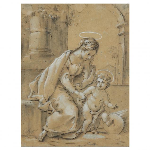 AN OLD MASTER DRAWING OF THE MADONNA