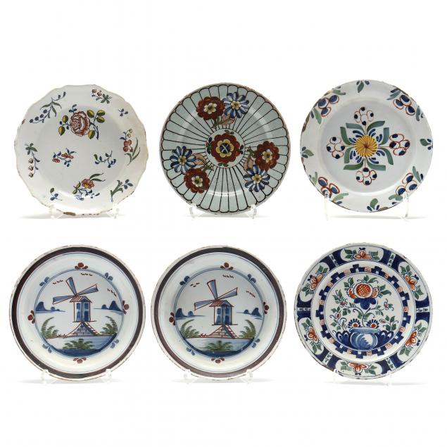 SIX ENGLISH DELFT SMALL POLYCHROME 30a6d4