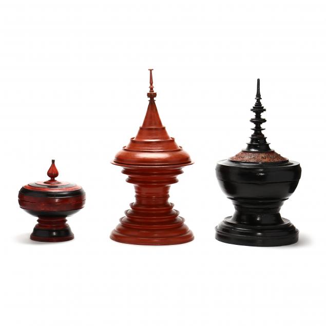 A COLLECTION OF THREE BURMESE LACQUER