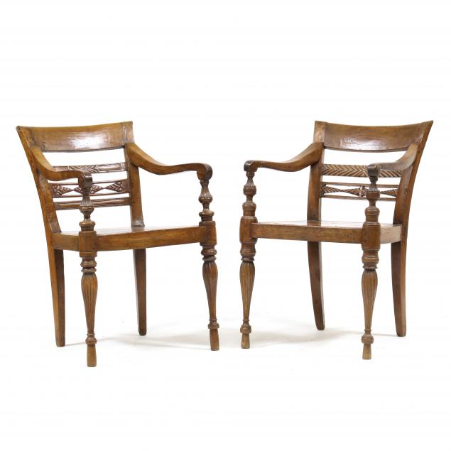 A PAIR OF JAVANESE TEAK CHAIRS 30a735