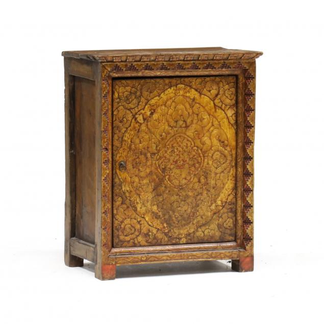 A TIBETAN CARVED WOOD AND LACQUERED 30a741