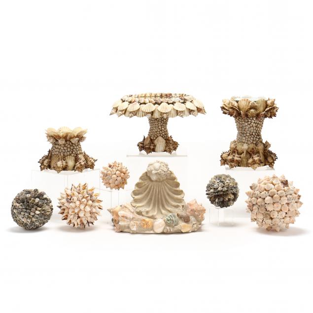 NINE PIECES OF SEASHELL ART All