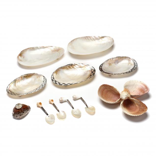 COLLECTION OF SEASHELL SERVINGWARE,