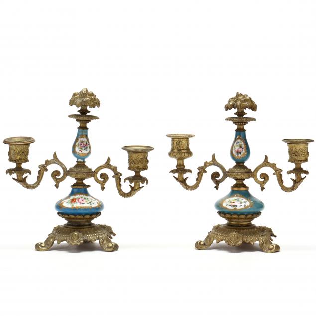 PAIR OF FRENCH ORMOLU AND PORCELAIN 30a7f4