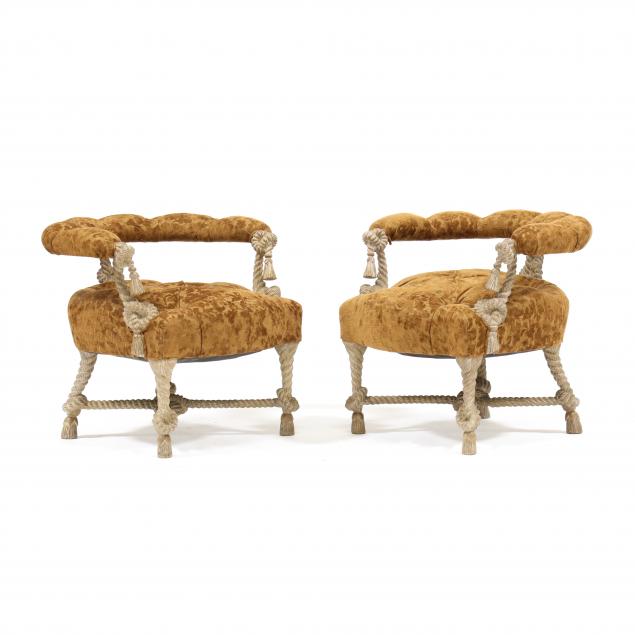 PAIR OF NAPOLEON III STYLE UPHOLSTERED